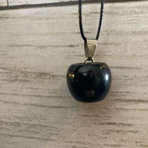 Black obsidian apple necklace